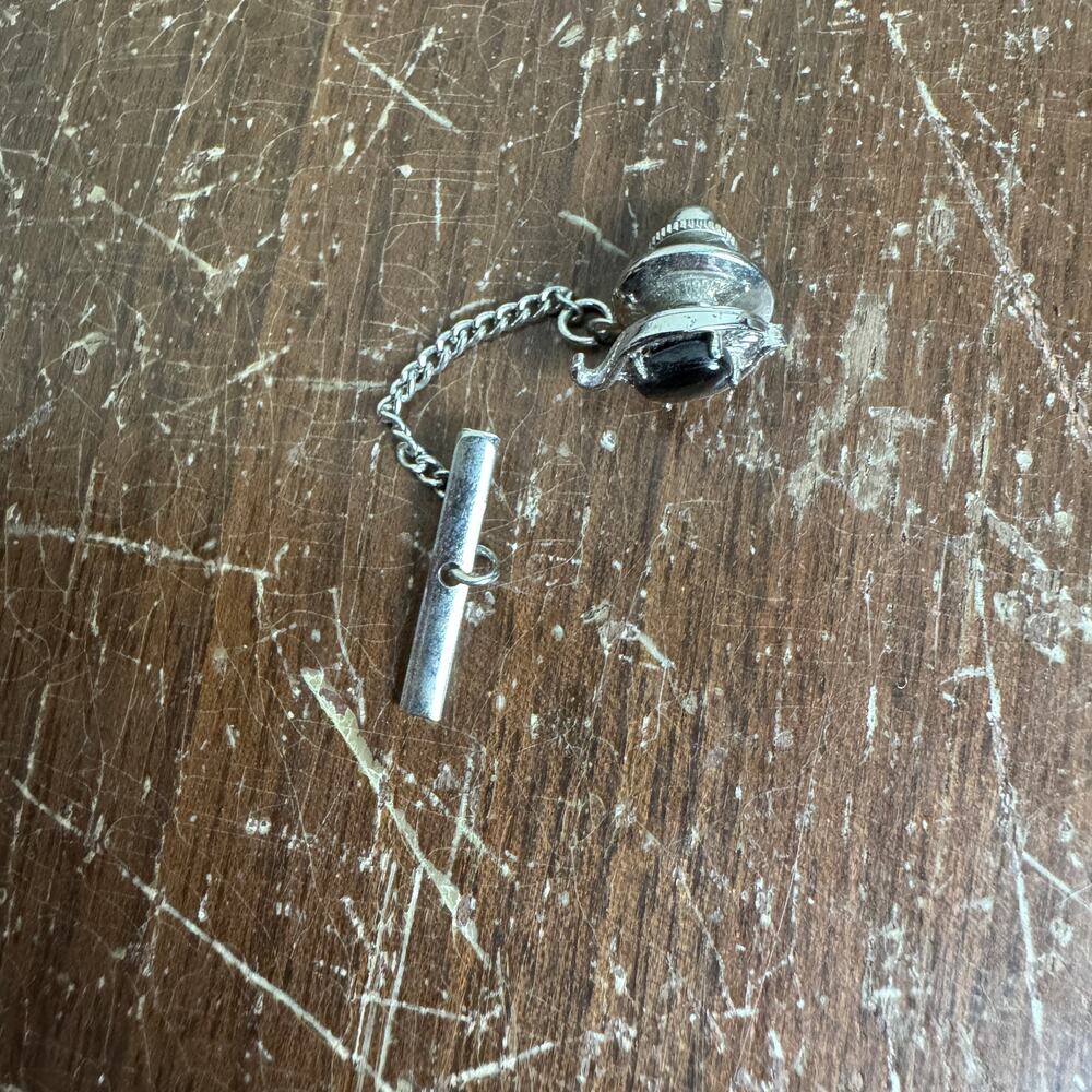Anson Sterling‎ Silver Black Silver Cabochon Men's Tie Pin